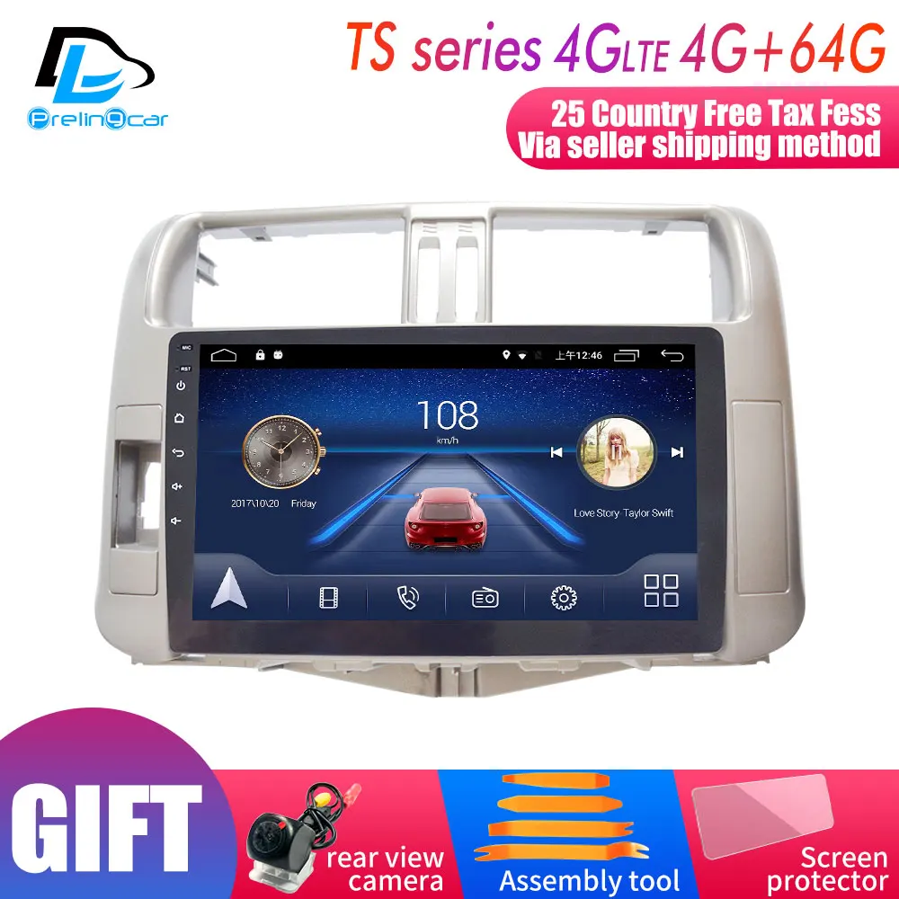 TS player 4G64G 4G Lte Android 9,0 мультимедийная навигационная система для Toyota prado land crusier 2010-2013 лет Автомобильный плеер Подушка подголовник радио - Цвет: TS player 4G64G