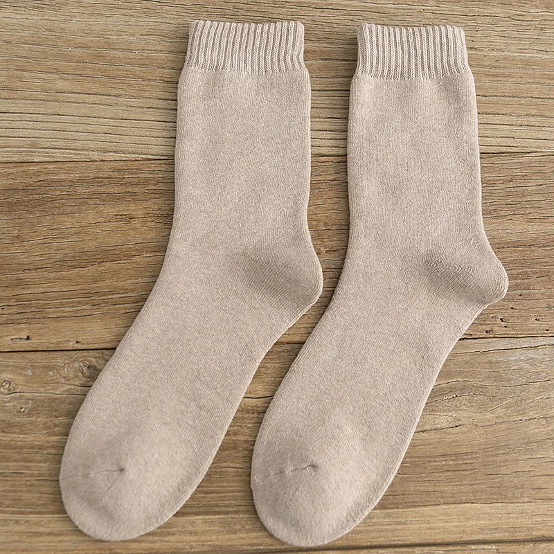 khaki Jeseca/модные осенне-зимние утепленные носки для деловых мужчин; хлопковые теплые ботинки; носки-тапочки; однотонные мягкие мужские носок для сна - Цвет: khaki