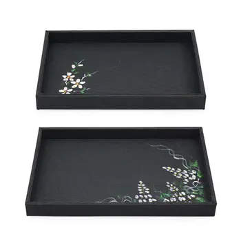 

Black Freehand Sketching Jewelry Tray Necklace Bracelet Ring Display Empty Plate