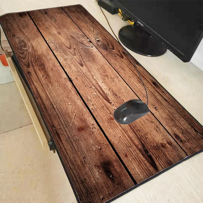 Mairuige Fashion Brown Wood Grain Laptop Gaming Large Locking Edge Mousepad BIG SIZE Rubber Game Mouse Pad for CSGO DOTA Gamer
