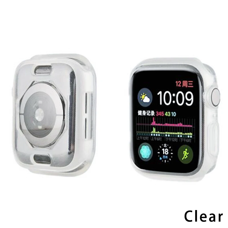 Чехол из ТПУ для Apple Watch, чехол, полная защитная оболочка для iWatch 4, 5, 40 мм, 44 мм, ударопрочный корпус, аксессуары - Цвет: clear
