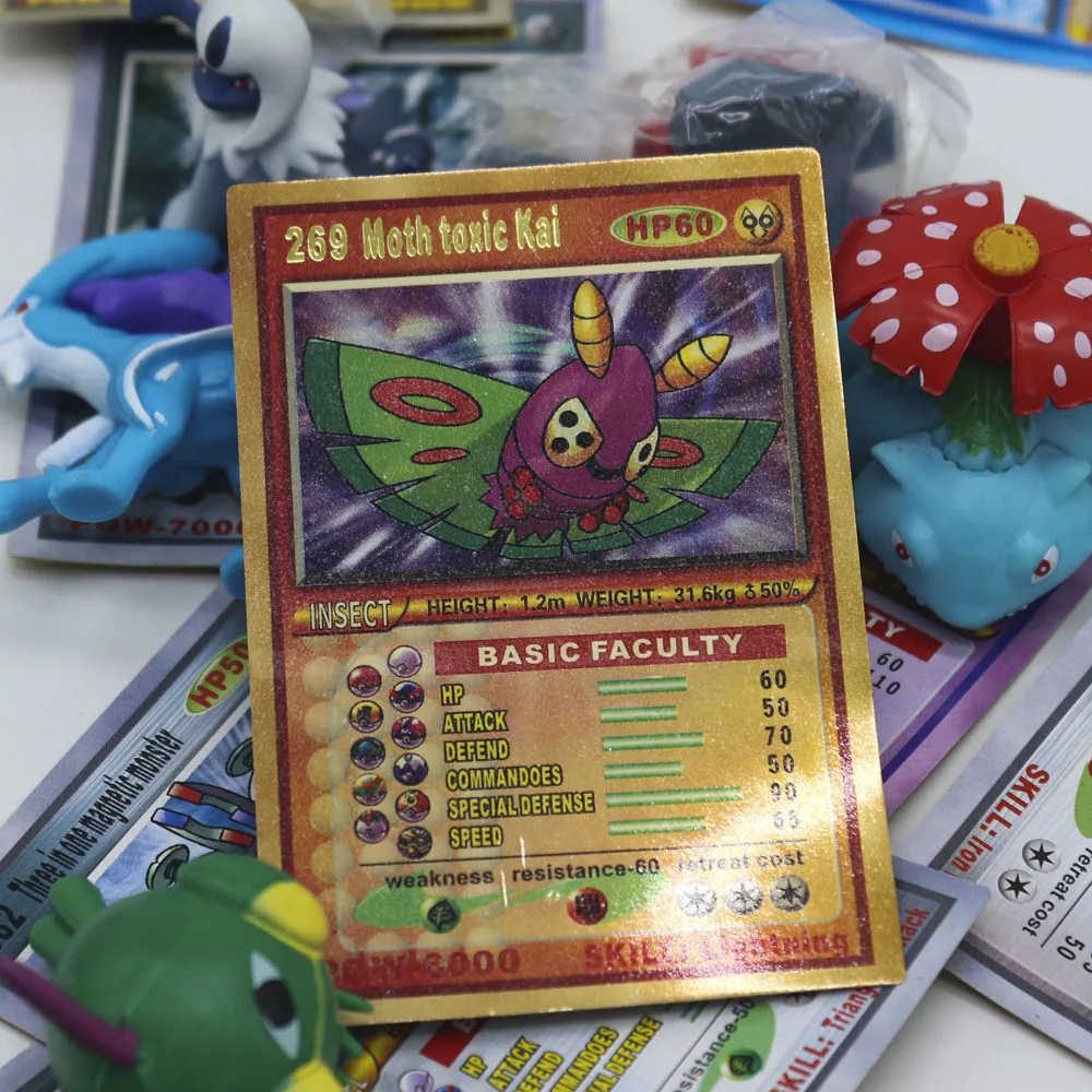 Takara Tomy Pokemon куклы с картами Коллекция игрушек для детей битва торговля фигурка карточная игра золотые карты фигурки