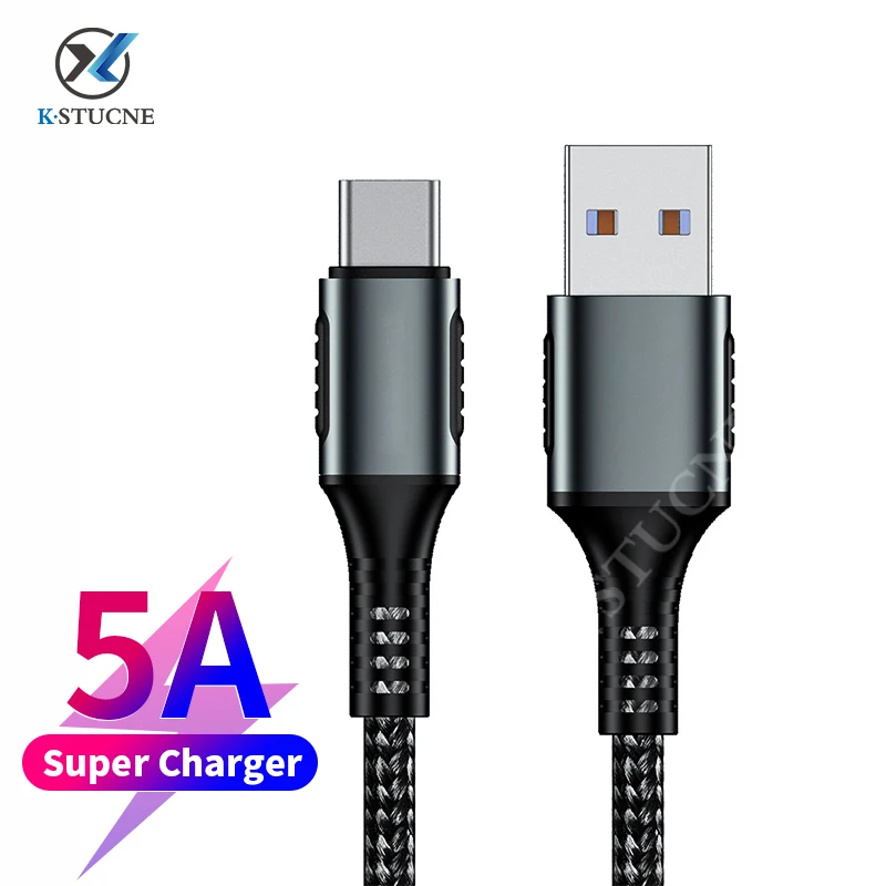 

KSTUCNE 5A USB Type C Cable For Huawei P20 Lite Redmi Note 8 Pro USBC Fast Charge Type-C Mobile Phone Cable USB-C Charger Cord