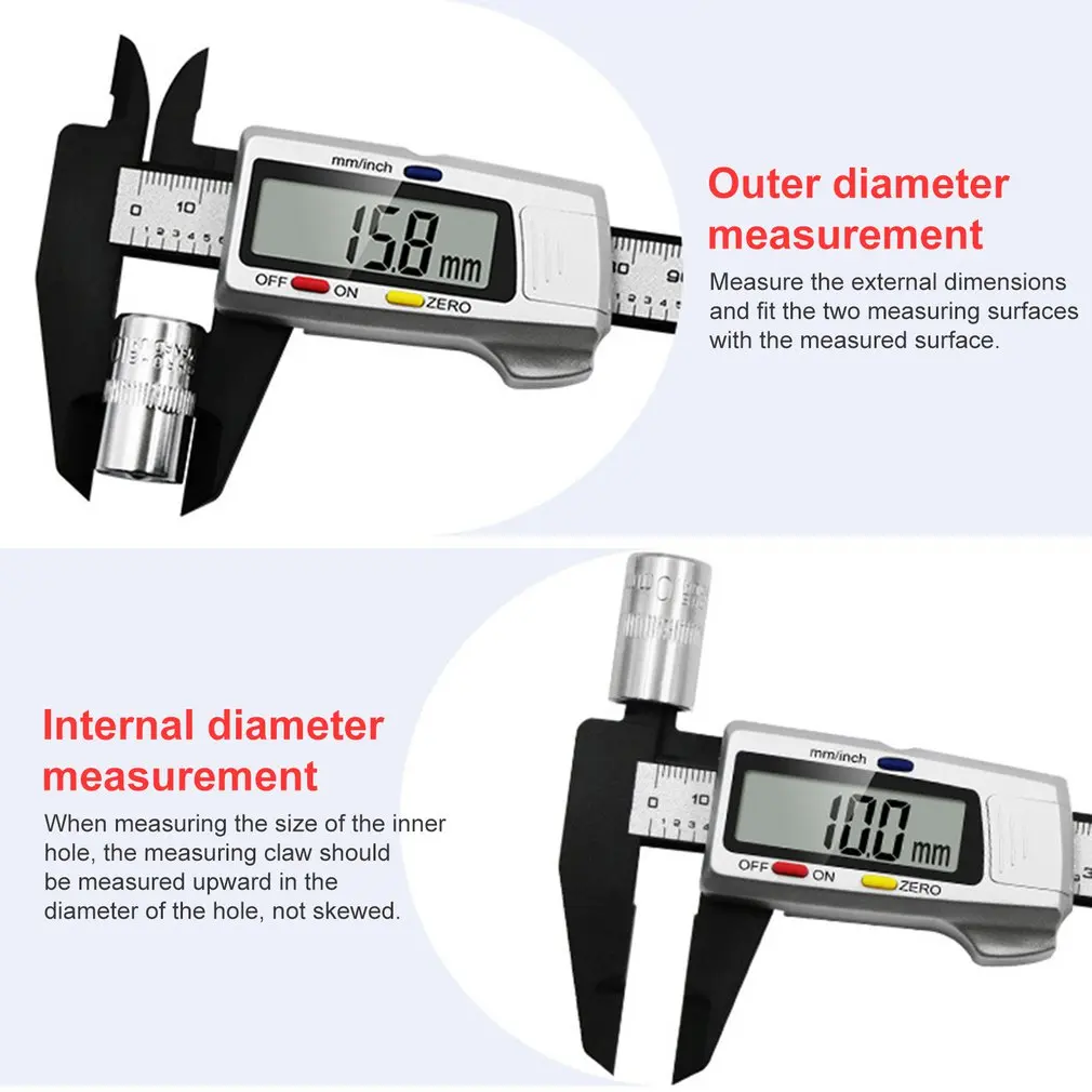 

150MM/6inch Electronic Sliding Digital Vernier Caliper Tool Ruler Micrometer Measuring Tools Gauge Plastic Hot