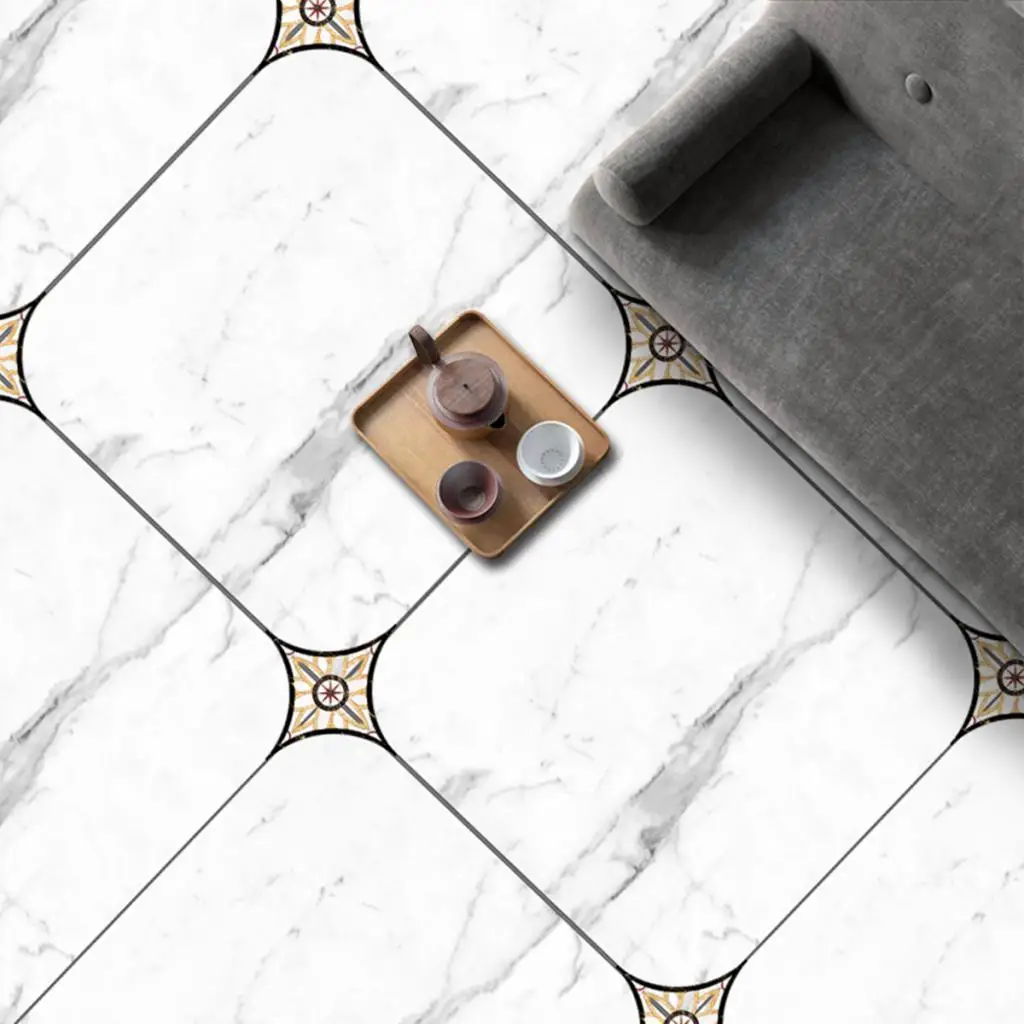 European Self Adhesive PVC Ceramic Tile Stickers Waterproof Floor Wall Sticker Diagonal Kitchen Home Decoration