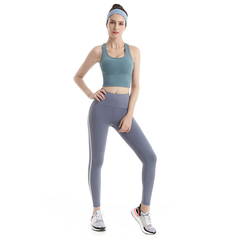 Double-Sided Brushed Yoga Pants Women's Buttock Lifting Tight Sports Fitness Pants Contrast Color Bare Sense Yoga Pant