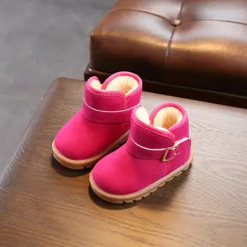

Children's classic winter boots boy girl plus cotton plus fleece warm shoes baby Thick boots