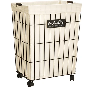 

Laundry basket laundry Nordic simple household clothing toy storage bathroom wrought iron with lid bucket