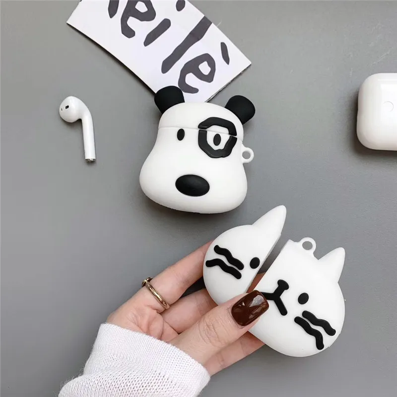 

For AirPod 2 Case 3D White Cat Dog Cartoon Soft Silicone Wireless Earphone Cases For Apple Airpods Case Cute Cover Funda