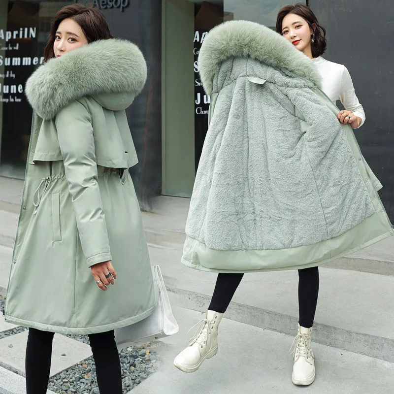 Winter Women Cotton Parkas Coats Faux Fur Hoody Lady Warm Outwear Overcoat LF2165 long puffer coat womens Coats & Jackets