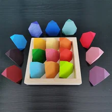 18 pz/set grande blocco di colore faggio fiore di legno mattoni/arcobaleno blocchi di legno creativo impilabile angolo pietra giocattolo educativo