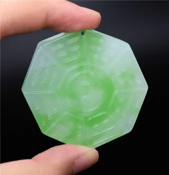 

Chinese White green Jade Taiji Bagua Pendant Necklace Charm Jewellery Fashion Accessories Hand-Carved Amulet Gifts Women