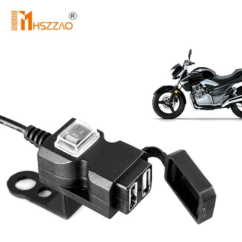 

12-24V Motorcycle Universal New Dual Port USB Mobile Phone Charger With Power Switch Waterproof Charger