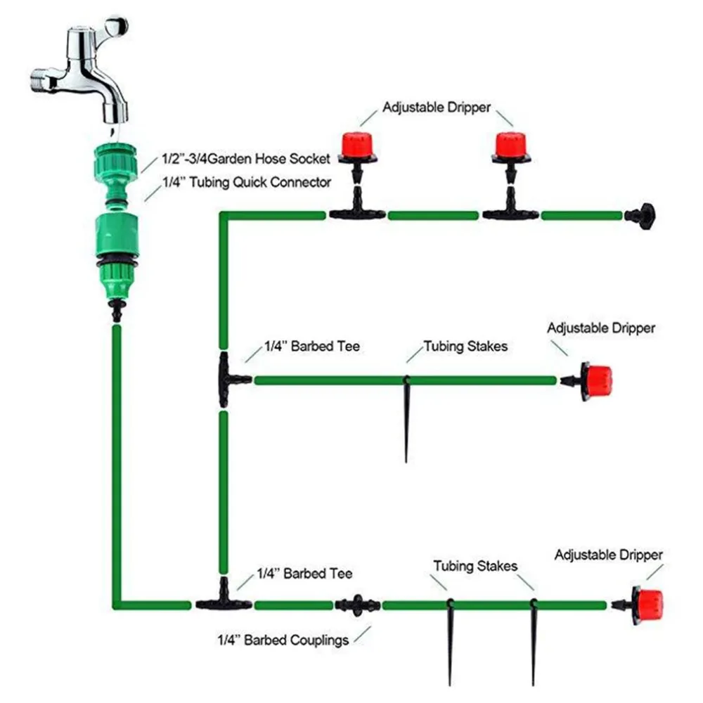 Landscape Garden Irrigation System 4/7 Hollow Capillary Water-Saving Automatic Irrigation Drip Irrigation Set