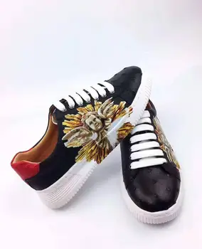 

2019 new production 100% real genuine ostrich skin black color fashion sneaker shoe with genuine cowhide skin lining