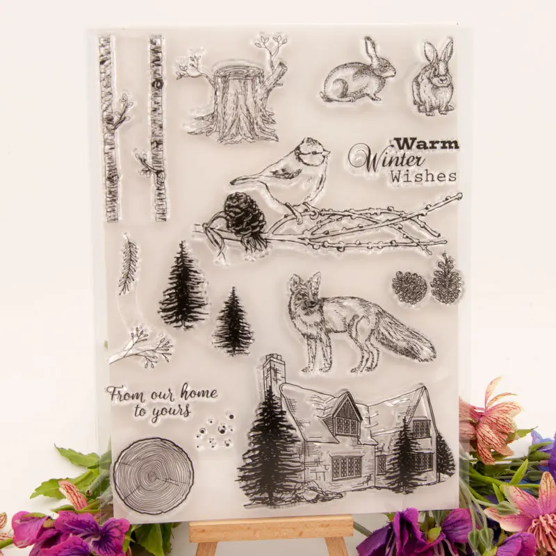 Зимние Животные прозрачные наклейки скрап-Бумага ремесло прозрачный штамп для скрапбукинга