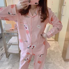 Весенние розовые женские пижамы в клетку, осенний комплект с принтом, однобортные женские пижамы, милая Студенческая Женская пижама, домашняя одежда