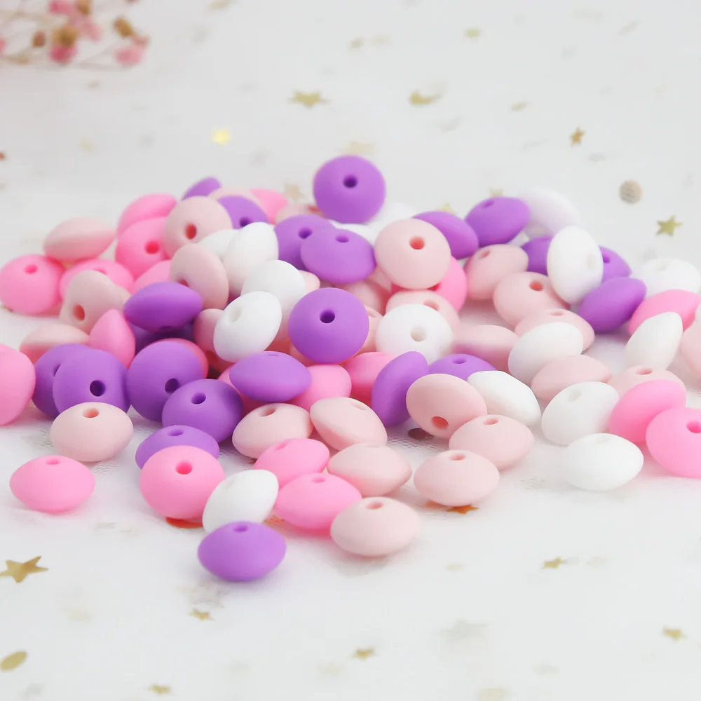 

Cute-idea 500pcs Abacus Silicone Lentils Beads BPA Free Rodent Baby Teethers Bead DIY Necklace Pearl Silicone Teething Toys