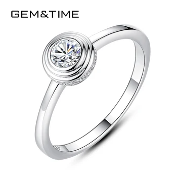 

Gem&Time Genuine Silver 925 Delicate Zircon Rings For Women Sterling Silver 925 Wedding Band Fingr Anillos Jewelry Mujer SR0061