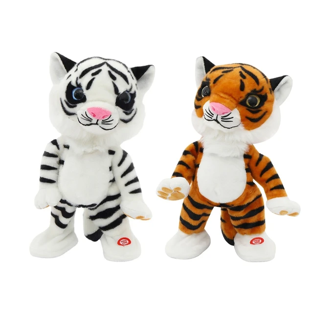 Dancing Electric Cute Tiger Mascot Animals Stuffed Plush Toys For Baby Girls Boys Birthday Festival Gifts Brown/White 2