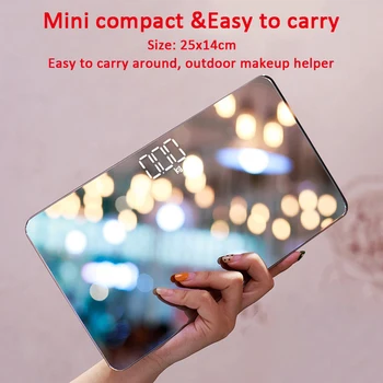 

Mini Pocket Scale Electronic Digital USB Charging Display LED Body Weighing Home Accurate measurement scale Makeup mirror
