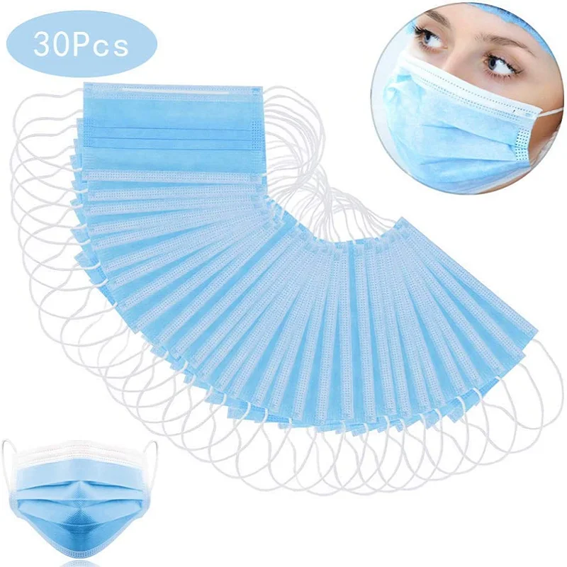 

In Stock Ship Within 24h No Retail Box 100 PCS Disposable Face Mask 4 Layers dental Earloop One-time Respirator For Hair Salon