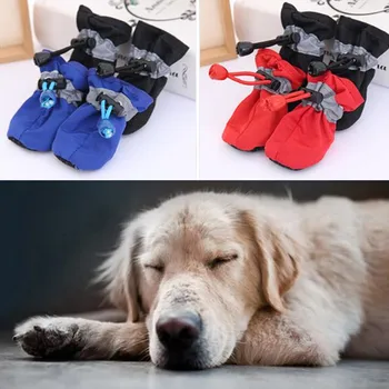 

New 4pcs Waterproof Pet Dog Shoes Anti-slip Rain Snow Boot Thick Warm For Small Cats Dogs Puppy Dog Socks Booties