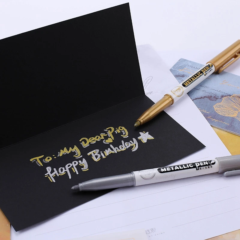 Pen Marker 2-6pcs Metallic Pen Gold Silver Resin Drawing Pen Acrylic Paint DIY Epoxy Resin Mold Highlights Permanent