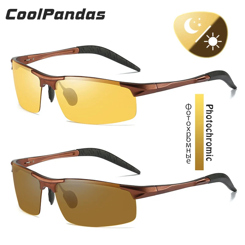 Мужские солнцезащитные очки CoolPandas желтые коричневые фотохромные