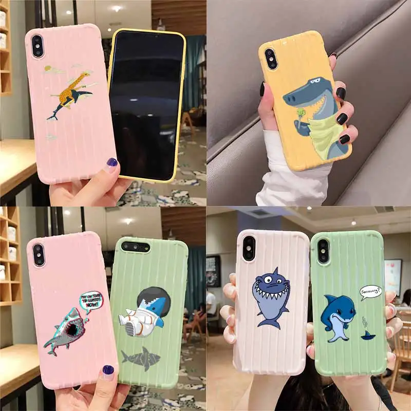 Cute Shark Best Trolley Suitcase Texture Phone Case for iPhone 11 Pro Max X XS MAX 8 7 6S Plus | Мобильные телефоны и