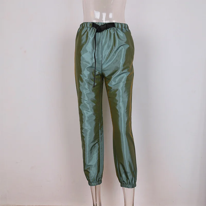 MONMOIRA осень высокая талия Hailey уличная шаровары для женщин эластичный пояс пряжки спортивные брюки дамы cwp0131-5 - Цвет: Зеленый