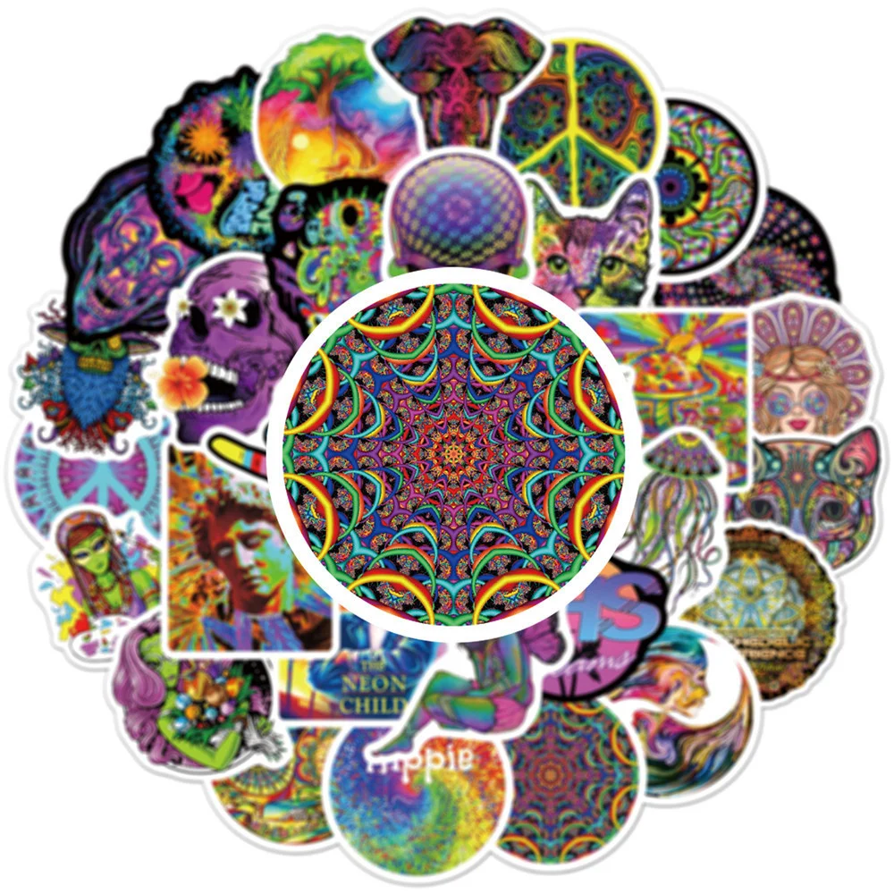 10/30/50PCS/ Do not repeat stickers Cool Skateboard Cup Suitcase Notebook Guitar Color Psychedelic Graffiti Sticker Wholesale