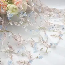 200x130 см полиэстер двухцветная лазерная вышивка перьями 3D цветок кружевная ткань diy платье аксессуары для шитья одежды