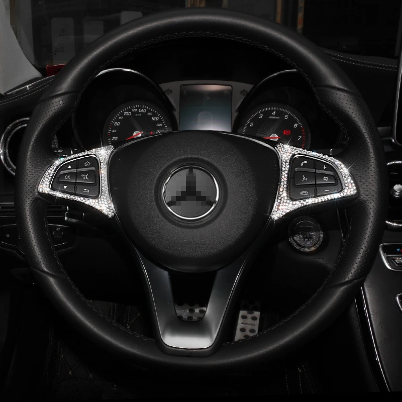 1 комплект Алмазный руль декоративная рамка для кнопки для Mercedes Benz C Class W205/E Class W213/GLC X253 автомобильный стильный интерьер