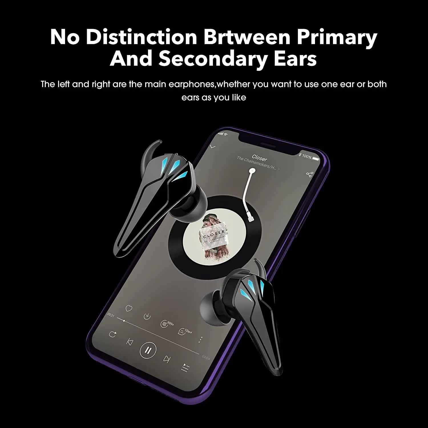 Posição Cyberpunk Fone de Ouvido sem Fio Duplo Tws Bluetooth 5.0 Fones de Ouvido para Jogos para Smartphone com Som Estéreo - Image 6