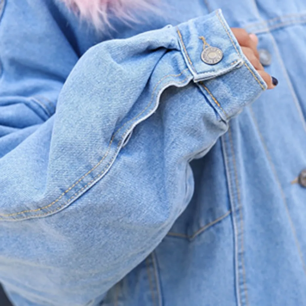 Новинка, женская зимняя одежда, утепленная куртка с меховым воротником, Женская Корейская версия, короткое джинсовое повседневное пальто в спортивном стиле