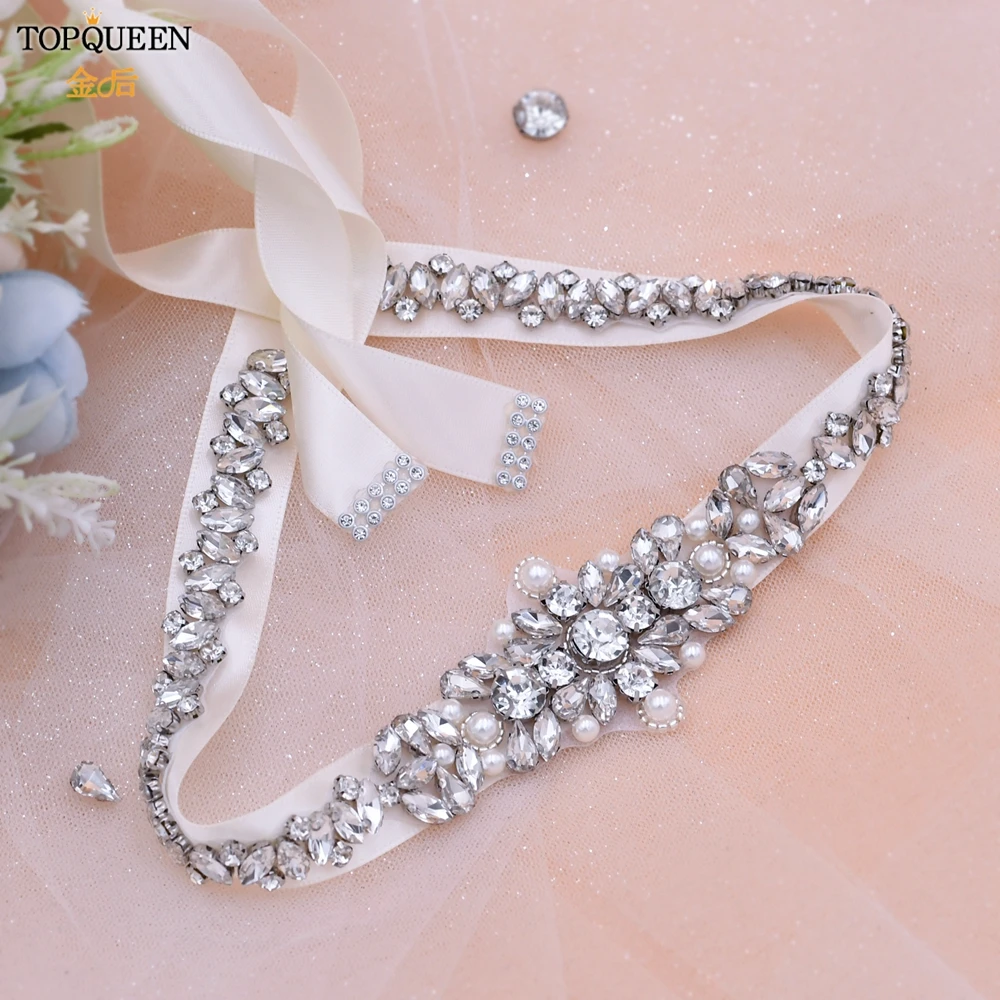 TOPQUEEN S350 серебряный пояс для платья бриллиантовый Блестящий Пояс свадебного