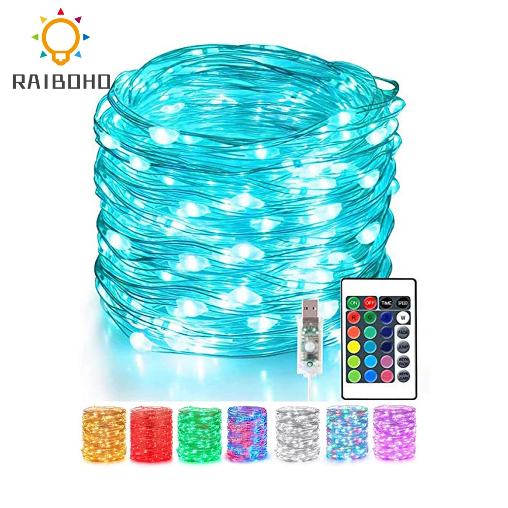 

50/100 LEDs Starry Fairy Silver String Lights USB Powered 16 Color Changing LED String Lights with Remote Control for Party Room
