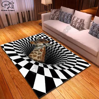 

Psychedelic elk Pattern Square Anti-Skid Area Floor Mat 3D Rug Non-slip Mat Dining Room Living Room Soft Bedroom Carpet