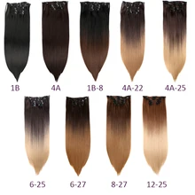 9 цветов, 12 клипс, 22 дюйма, длинные прямые синтетические волосы для наращивания на заколках, высокотемпературное волокно, черные, коричневые шиньоны