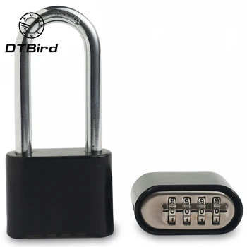 

1PC Logistics Code Lock Bottom Code Wheel Padlock Of Large 4-bit Extended Lock Beam Warehouse Gate Black Zinc Alloy Baking Paint