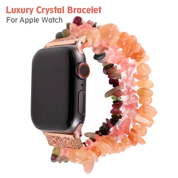 

Women Girls Beaded Smart Watch Bands for Apple Watch Band Series 5 4 3 2 1 Handmade Elastic Straps Bracelet Wrist Strap 2020 New