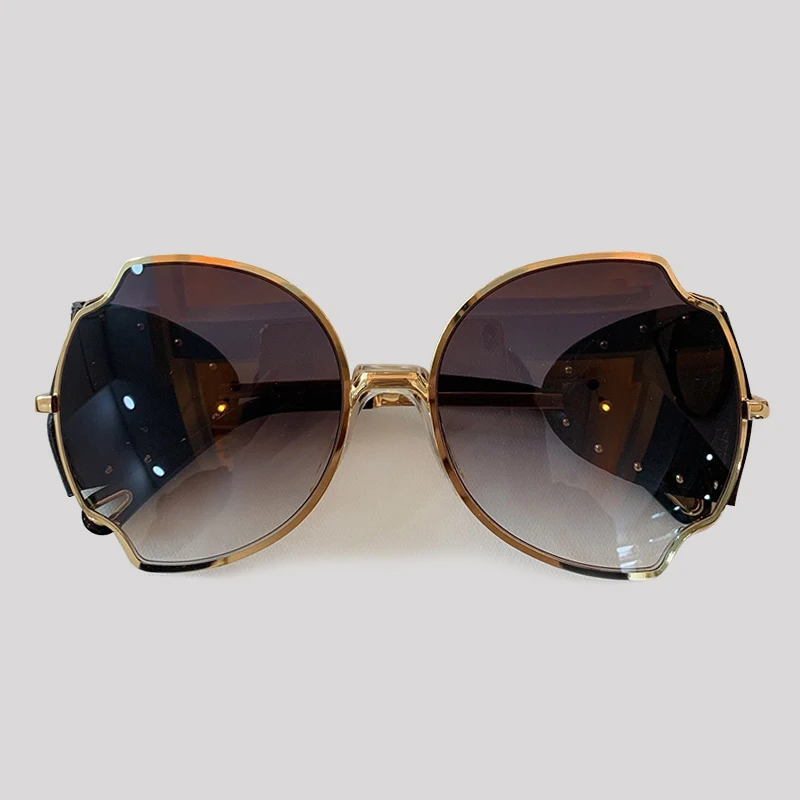 No.6 Sunglasses Модные женские солнцезащитные очки с бабочкой, роскошные брендовые дизайнерские кожаные солнцезащитные очки с заклепками, UV400 - Цвет линз: No.6 Sunglasses