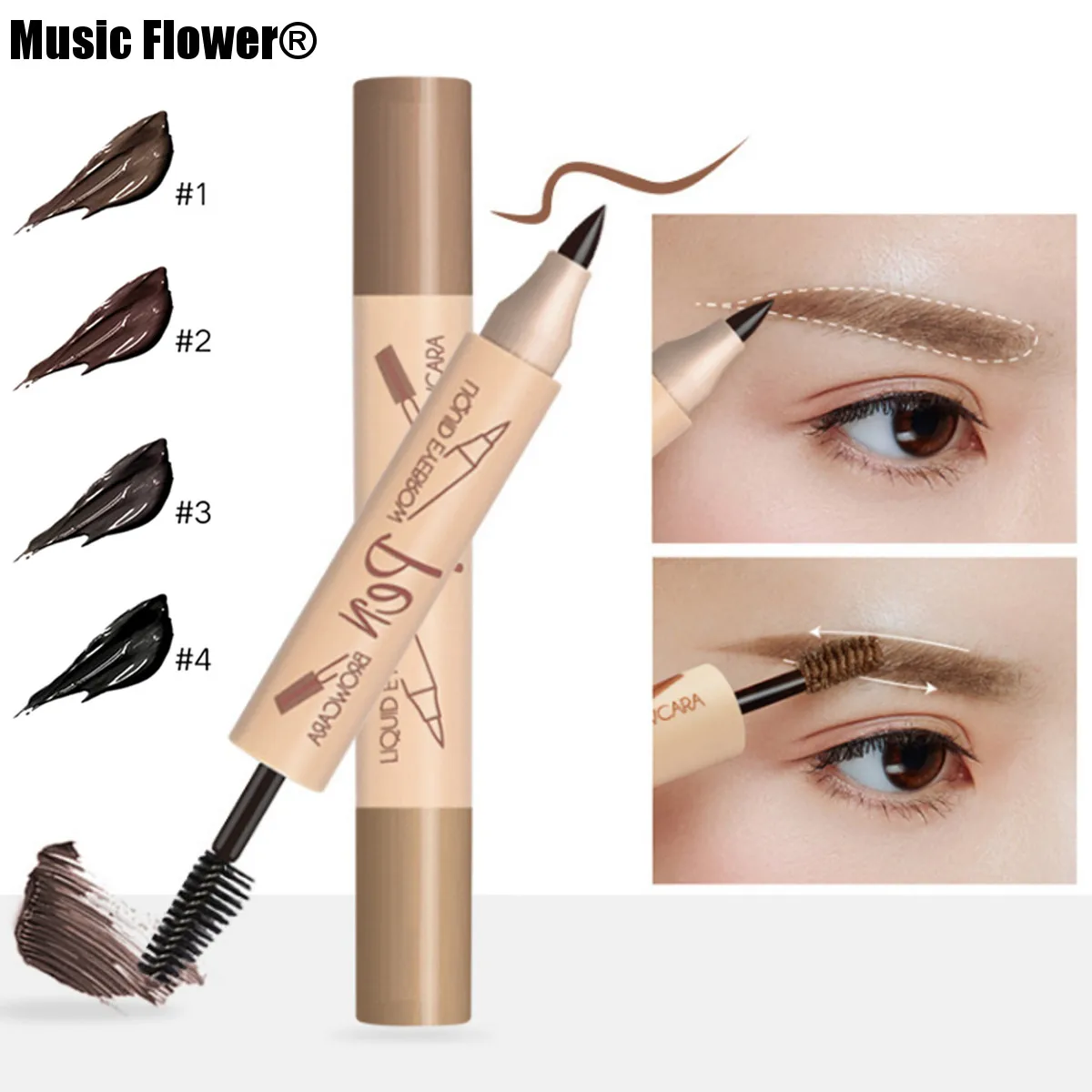 Music Flower 2 в 1 Водостойкий карандаш для бровей+ набор пудры для бровей 24H стойкий Макияж Косметика