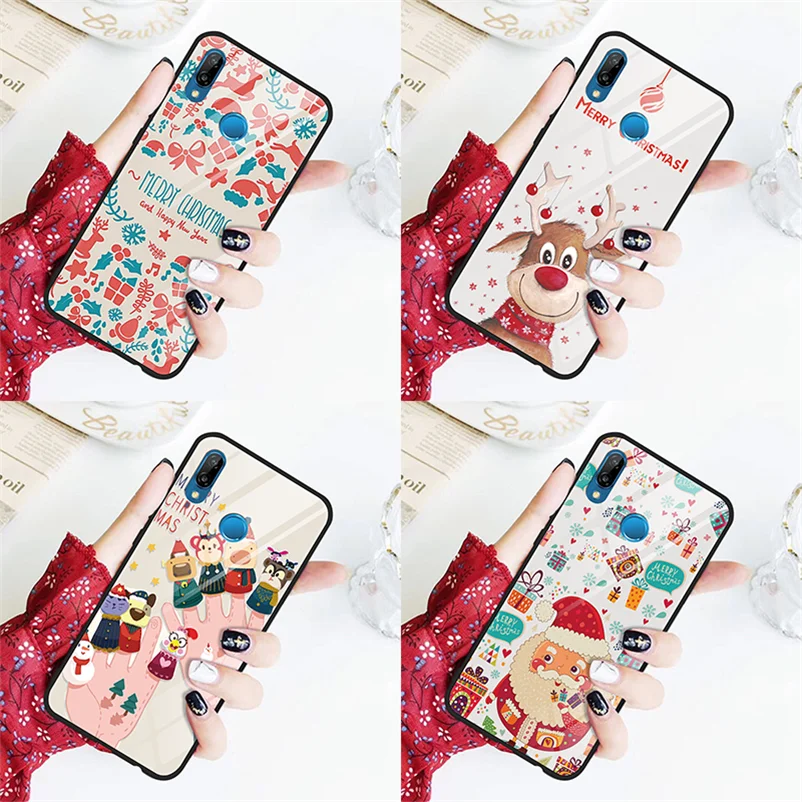 

Tempered Glass Merry Christmas Case For Huawei Honor 9X 8X 8A 9 7A View 10 20 Pro Lite Play Nova 3 3i 4 4e Y6 Y9 2018 2019 Cover