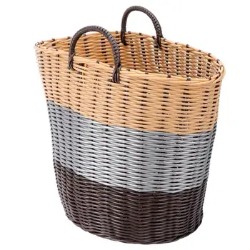 

Plastic Woven Clothing Storage Basket Durable Laundry Basket Sundries Storage Container for Home Bathroom