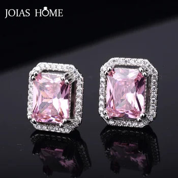 

JoiasHome classic 925 sterling silver bridal jewelry sets for charm lady pink topal gemstones women wedding party wholesale gift