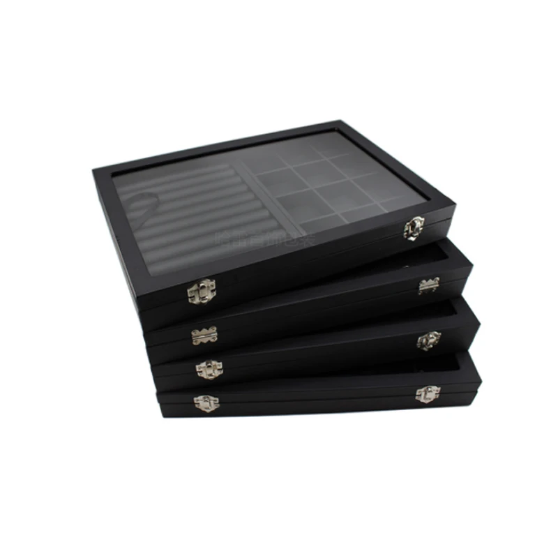 Большой черный переносной чехол из искусственной кожи со стеклянным покрытием