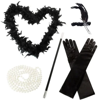 

Newest 5 Pcs/Set Flapper Girl Fancy Dress Accessories Hen Party Charleston Gangster Gatsby Costume Kit TY66