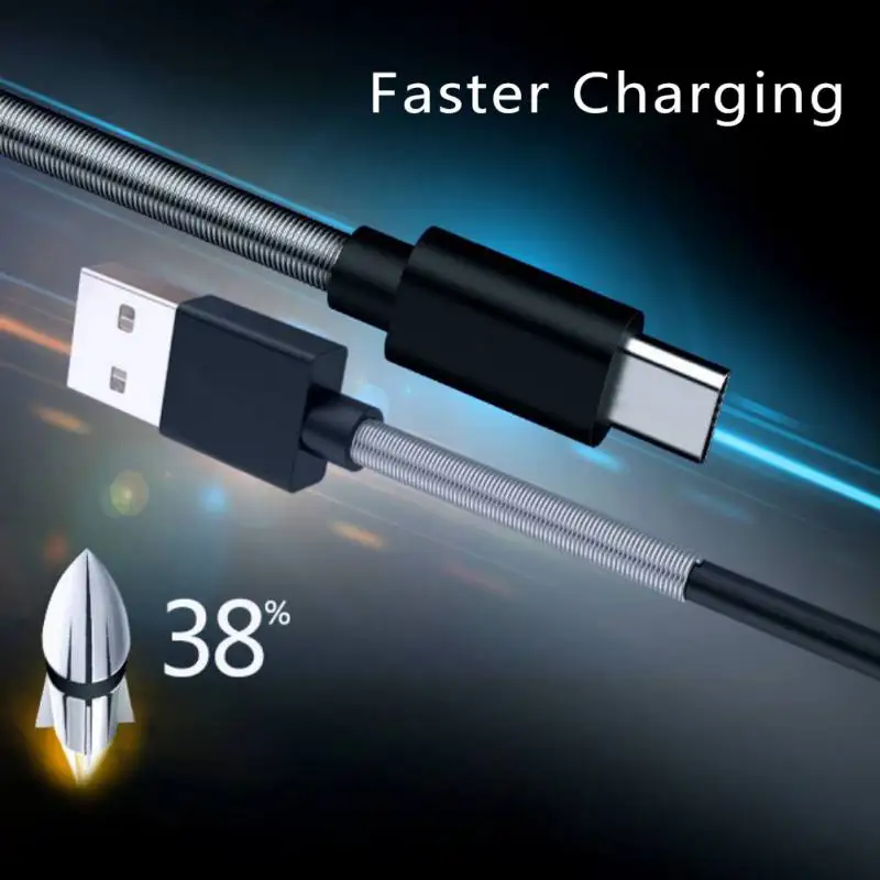 Usb-Type C кабель для быстрой зарядки передачи данных полупружинный кабель для мобильного телефона Android